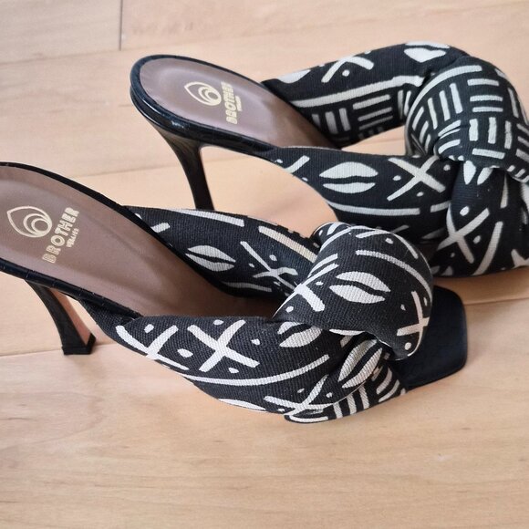 Brother Vellies African Mudcloth Sandal Heels Sz 9 - Picture 3 of 6